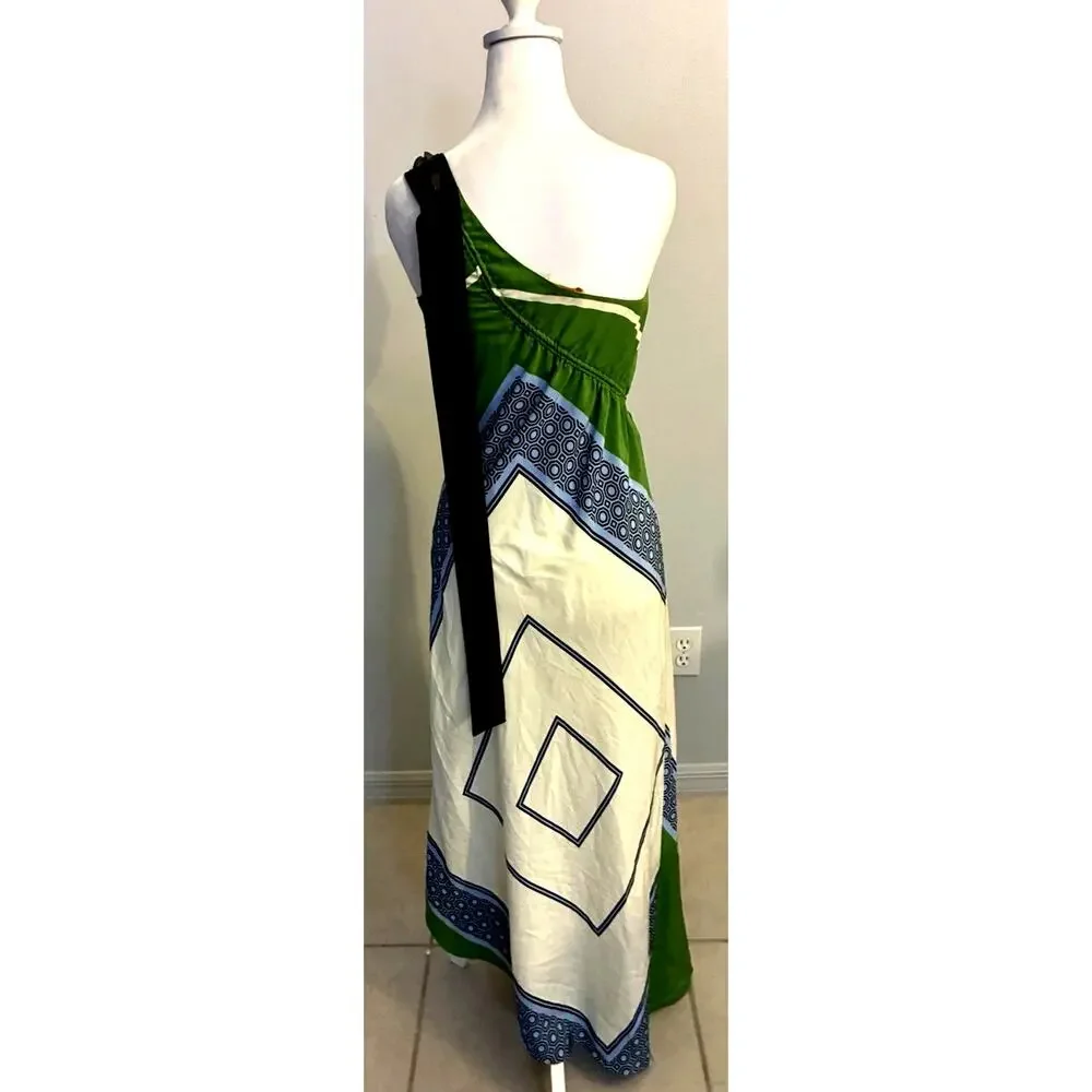 Tory burch sloane Silk Maxi Dress 2 Square Scarf Asymmetrical Fairy Luxury $798